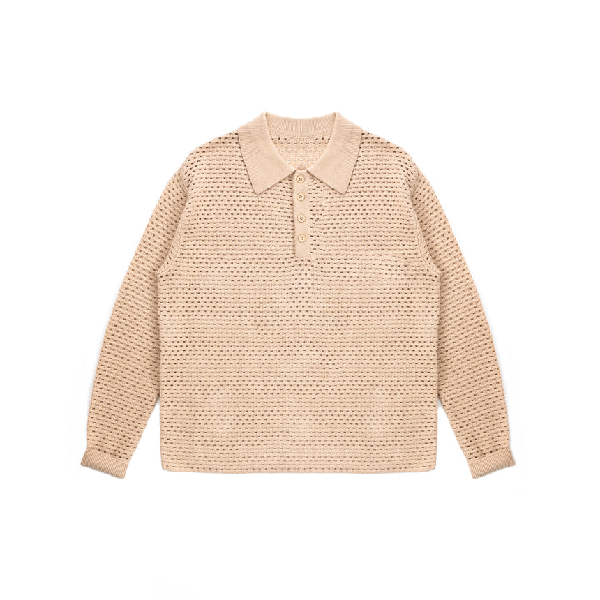 Beach Knit Woven Polo Shirt