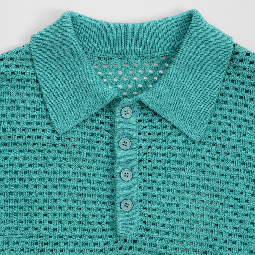 Beach Knit Woven Polo Shirt