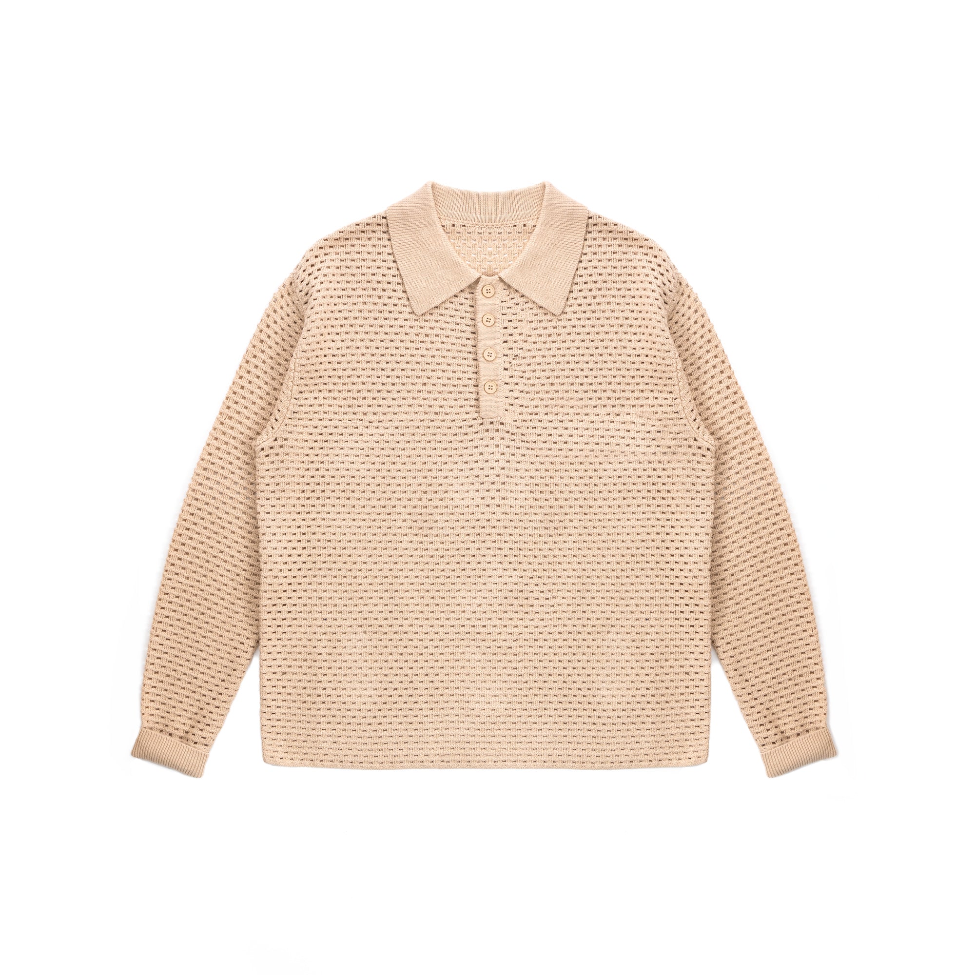 最先端 Beach_Knit_Khakii_Polo_Shirt_S トップス