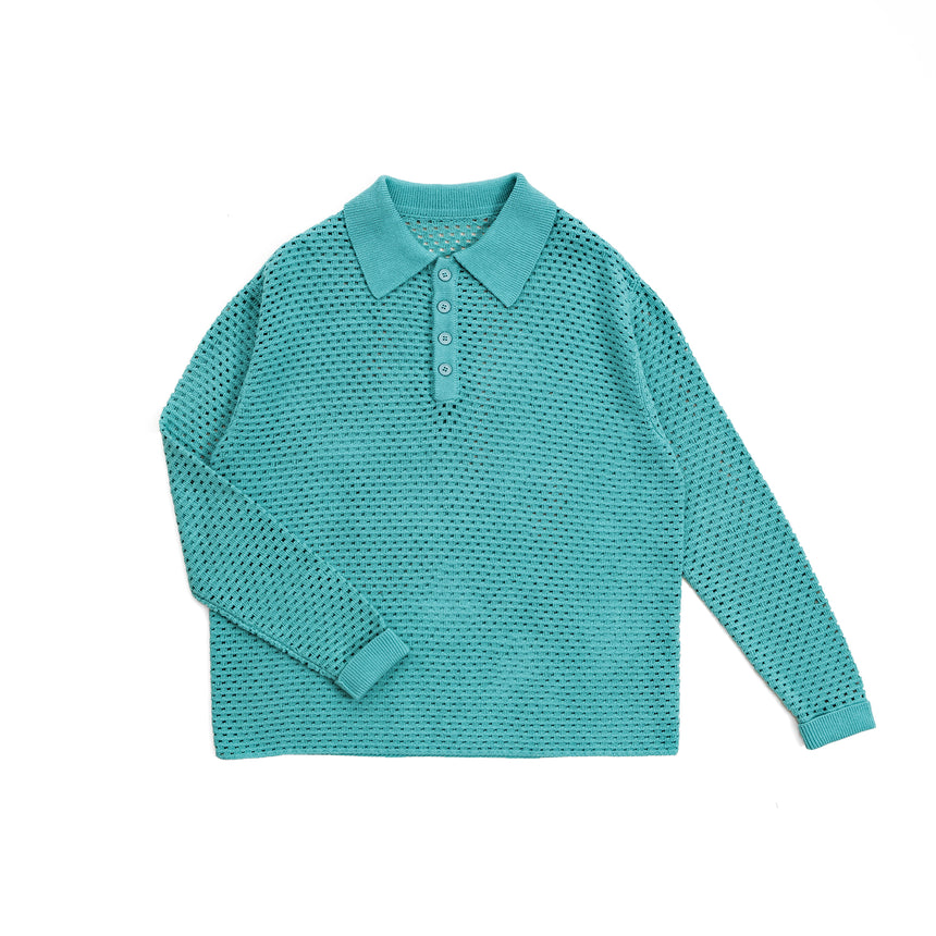 Beach Knit Woven Polo Shirt