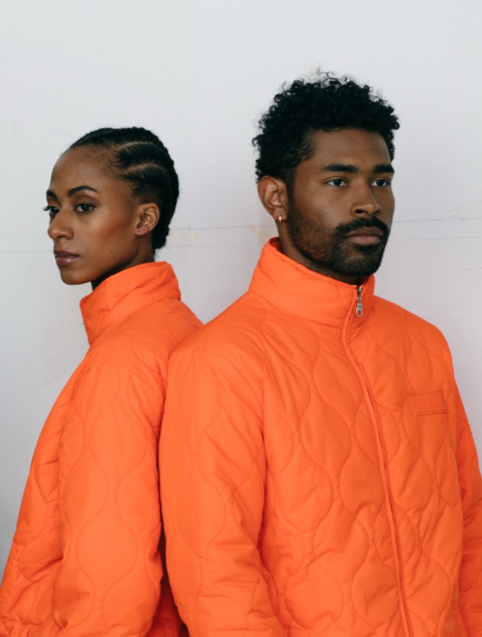 Quilted jackets in orange