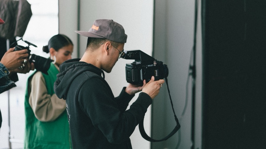 Video crew filming the shoot
